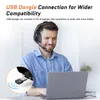 Trådlösa hörlurar Bluetooth 5.0 Headset Enc Microphone 30H Speltid för Office/Call Center med USB Dongle (valfritt)