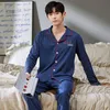 Men's Sleepwear Print Boys Pajamas Suit 2PCS Shirt Pants Men Cotton Nightgown Homewear Sleep Set Loose Nightwear Sleepwear Intimate Lingerie 230311