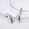 925 Silver Fit Pandora Original Charms Diy Pendant Women Armband Pärlor Black Animals Pet Cat Paw Print Dangle Charm