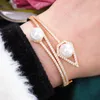 Bangle Missvikki Cross Staintable African Pearls for Women Wedding Luxury Full Cubic Zircon Crystal Dubai Bransoletka biżuteria