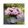 Flores decorativas Guirnaldas Artificial Falso Rosa Seda 15 Cabeza de flor Floral Inicio Boda Fiesta Jardín Nupcial Hortensia Dhhob