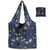 Large Foldable Shopping Bag Polyester Printted Reusable ECO Friendly Shoulder Bag Folding Pouch Storage Bags RRA