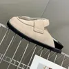 Echt lederen pantoffels dikke zool klompen bedekt ronde neus platte platform muilezels outdoor slippers casual strandschoenen dames slippers