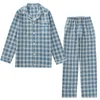 Мужская снаряда для сна весна и осенние пижамы для мужчин спальные брюки хлопок двойной клетчаток Gauss Большой размер домашний сервис мужская пижама набор 230330
