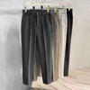 Calças masculinas Autumn Winter Suit Pants Men Men grosso da cintura elástica da empresa clássica de lã marrom marrom reto Coreano Formal Troushers Masculino 27-38 230311