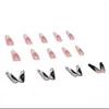 False Nails 24pcs/Set DIY Manicure Full Cover Acrylic Long Coffin Nail Tips White And Black Mixed Colors With Taichi Design