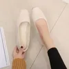 2023 Square Slippers Head Single Shoes Fashion Flat Women's Suede Shallow Mouth Single Shoes Women's Shoes 020