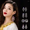 Stage Wear Wholesale Womens Jewelry Stunning Crystal Rhinestone Earrings Sparkling Belly Dance Gypsy Dangle 2 Pairs/Pack