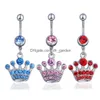 Navelklockknapp ringer D0334 Butterfly Style Belly Ring Clear Color Drop Delivery Jewely Body Dhgarden Dhwgg