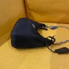 Bolsa de mão feminina de nylon hobo, 3 peças, acessórios crossbody, carteira da moda, bolsa de corrente preta, mais vendida, bolsa de ombro feminina, imperdível