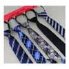 Groom Ties Cummerbunds Zip For Men Lazy Necktie Floral Narrow Striped Ready Knot Zipper Tie Neck Business Leisure 2Pcs/Lot Drop De Dhpfl