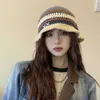 Wide Brim Hats 2022 Japanese Niche Design Bucket Hat Vintage Contrast Knit Women's Cap Warm and Thin In Winter Versatile Fashion Fisherman Hats P230311