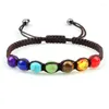 Strand 7 Chakras Bracelet Stone Natural Healing Miço tibetano Yoga Jóias trançadas à mão ajustável para homem /mulher braceletsbangles