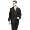 Men's Sleepwear Mens Silk Satin Pajamas Set Pajama Pyjamas Set Sleepwear Set Loungewear S M L XL 2XL 3XL 4XL Plus Striped Black 230311