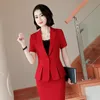 Tweedelige jurk elegante vrouwen passen kantoor dame zakelijke werkrok pakken vrouwelijk 2 set outfits korte mouw blazer jassen mini -rokken 4xltwo