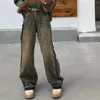 Pantalones vaqueros desgastados Vintage para mujer