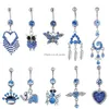 Navel Bell Button Rings PP10001 Belly Ring Mix 10 Styles Aqua.Colors PCS Dragonfly Buttonfly Spider Crown Heart Drop Delive Dhgarden Dhhda