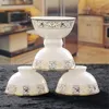 Bowls 4.5 Inch Superior Bone China Soup Ceramic Children Bowl Chinese Style High Foot Porcelain Golden Band