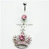 Navel Bell -knappringar D0148 Mix Color Crown Belly Ring Drop Leverans smycken Body Dhgarden DHNL3