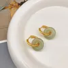 Hoop Earrings 2023 Fashion Simple Niche Natural Stone For Women Luxury Plating 18k Gold Chinese Style Personality