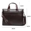 Briefcases High Quality Shoulder Handag Men's Briefcase Pu Leather Business Travel Bags Black A4 Document Bag 14'' Laptop For