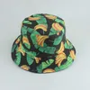 Brede rand hoeden zomer panama hoed voor vrouwen fruit bananen print omkeerbare emmer hoeden mannen zonbescherming bob vishoed mode hiphop cap p230311