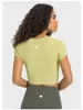 Lu Lemon Yoga Align Mulheres Yoga Outfit Malha Manga Absorção de Umidade Croptop Sem Costura Curto Top Verão LL97