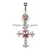 Navel Bell -knappringar D0522 Cross Style Belly Ring Drop Delivery Jewely Body Dhgarden Dhmeb