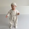 Rompers MILANCEL Autumn Baby Clothes Fur Lining Romper Infant Solid Thickened Jumpsuit 230311