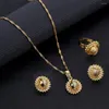 Серьги ожерелья устанавливают традиционный африканский эфиопский золотой цветок подвесной подвесной кольцо.