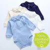 Pagliaccetti Vestiti per bambini 100% cotone body 0-3Y autunno inverno moda nato vestito ragazzo manica lunga colletto polo tuta bianco 230311