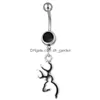 Navel Bell Button Rings D0067 Browning Deer Belly Ring Mix Colors Drop Delivery Jewelry Body Dhgarden Dhtnt