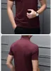 Men's Polos Spring and summer men's semihigh collar silk cotton shortsleeved thin tshirt pure color style high 230311