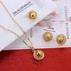 Necklace Earrings Set Traditional African Ethiopian Gold Color Pendant Ring Bridal Women Party Wedding Gift