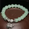 STRAND FASHOUD FELLIJK HOOG HOOG ERGELIJKE ORIGINE Design Green Chalcedony Stone Jades Women Bracelet8mm Ronde kralen sieraden 7,5 inch B2041