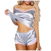 Vêtements de nuit pour femmes femmes Sexy ensemble de pyjamas Patchwork Spaghetti sangle Lingerie costume décontracté col en v femme vêtements de nuit pyjama Shorts