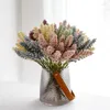 Decorative Flowers 6PCS Simulated Rice Plant Barley Pentapod Wheat Ear Flower Pastoral Wind Fake Crop Placement Bouquet