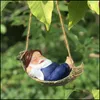 庭の装飾クリエイティブかわいいスイングgnome装飾彫像樹脂dwarfs hang the tree ativeペンダント屋内屋外飾り220721 DRO DHJY0