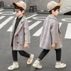 Tench Coats Boys Spring Autumn Jackets for 412Year Fashion Kids Boys Plaid Discal Thow Twlar Solid Color 230311