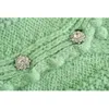 Women's Knits Tee Fashion With Gem Buttons Pompom Detail Knit Cardigan Sweater Vintage Long Sleeve Female Outerwear Chic Tops 230311