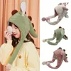 Ball Caps Cute Dinosaur Movable Ear Hat Warm Scarf Winter Fluffy Lamb Wool Windproof 6XDABall