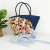 Sacs de soirée paille pour femmes 2023 luxe fleurs à la main tissé sac de plage avec chapeau voyage plus grande capacité femmes sacs à main Bolsa