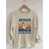 Dames t -shirt Jezus print retro vintage katoen lange mouwen sweatshirt 230311