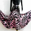 Stage Wear Ballroom Dress Latin Dance Skirt Women Pink Leopard Sexy Mesh Tassel Fringe Skirts Costume Practice VDB2298