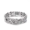 Chaînes 15mm Hip Hop Miami gourmette chaîne cubaine Bracelet hommes glacé strass CZ rappeur lien couleur argent femmes bijoux