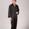 Sleepkleding voor heren Men voor stevige kleur Rayon Pyjama Sets Silk Sleepwear huizenwear mannelijke moderne stijl zachte comfortabele satijn nachtkleding 230311