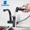 Keukenkranen Xunshini 360 Rotatiekraan met uittrekbare spray twee handvat en koude gootsteenmixer wasmachine vaatwasser