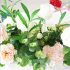 Dekorativa blommor 6 gafflar konstgjorda siden olivlövning trädgrenar för hem el bröllop diy dekoration växter kransblad blad