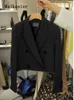 Damespakken Blazers Leisure Britse stijl Kleine pak jas Dames met dubbele rijen met dubbele rijen Korte suite jas Korte Koreaanse Versie Vrouw Jacket 230311