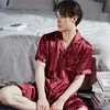 Men's Sleepwear 100% Real Silk Pijama for Men Dormir Lounge Sleepwear Pyjamas Short Bedroom Home Clothes Man's Pure Silk Pajamas Bedgown Sets PJ 230311